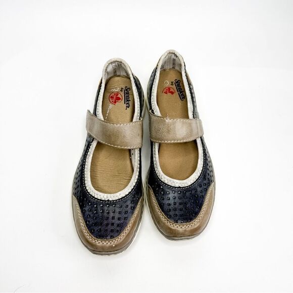 Rieker Women's Mary Jane Shoes Navy & Taupe Leather Comfort Walk Size 37EU/6.5US - Picture 4 of 9